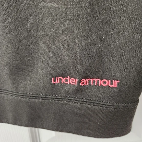 Under Armour Women's Small Hoodie Brown Pink Logo Pullover Sweatshirt - Picture 5 of 7